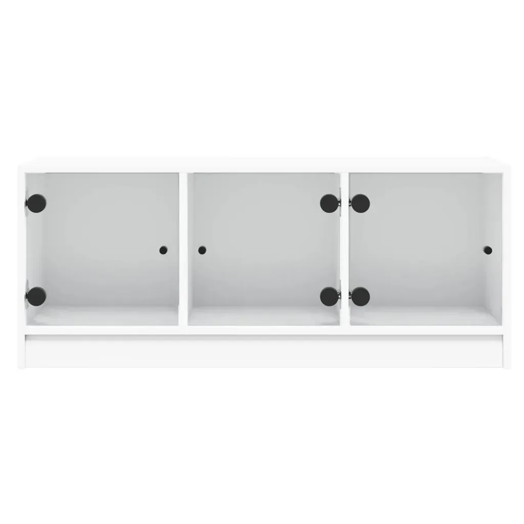 TV Cabinet with Glass Doors White 102x37x42 cm Price