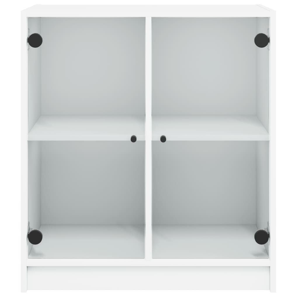 Side Cabinet with Glass Doors White 68x37x75.5 cm Price
