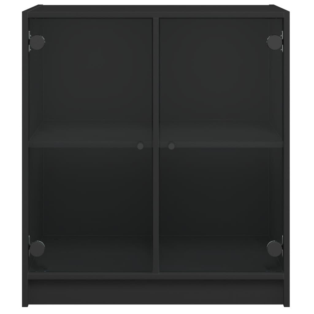 Side Cabinet with Glass Doors Black 68x37x75.5 cm Price
