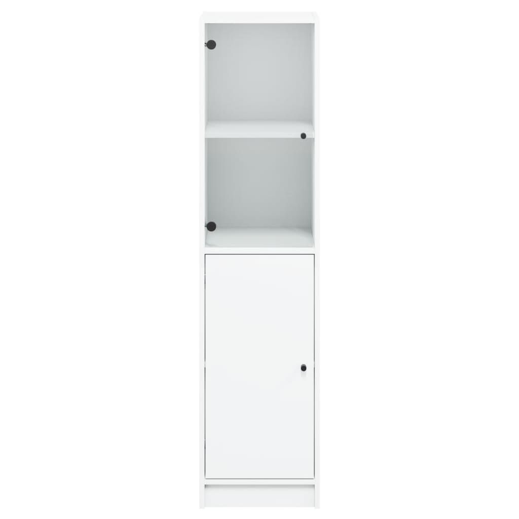 Highboard with Glass Door White 35x37x142 cm Price