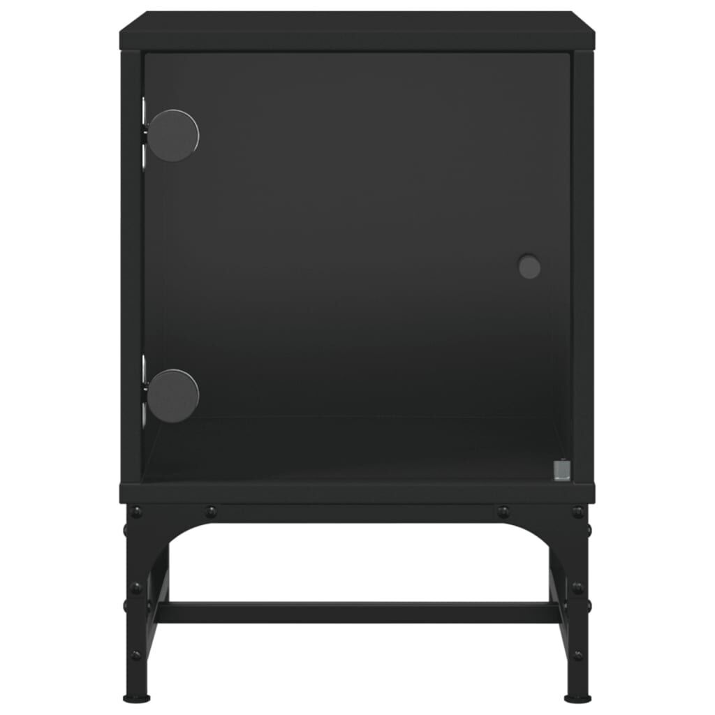 Bedside Cabinets with Glass Doors 2 pcs Black 35x37x50 cm Price