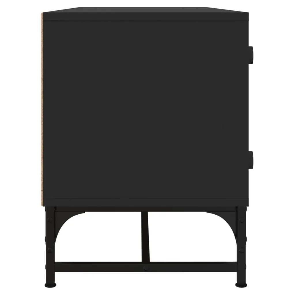 TV Cabinet with Glass Doors Black 102x37x50 cm Price