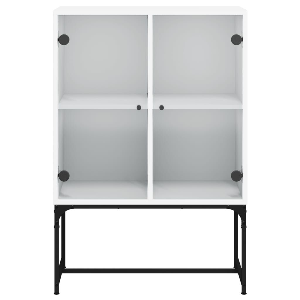 Side Cabinet with Glass Doors White 69x37x100 cm Price