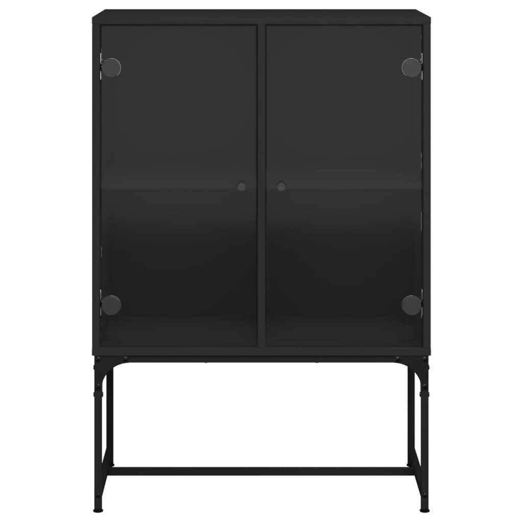Side Cabinet with Glass Doors Black 69x37x100 cm Price