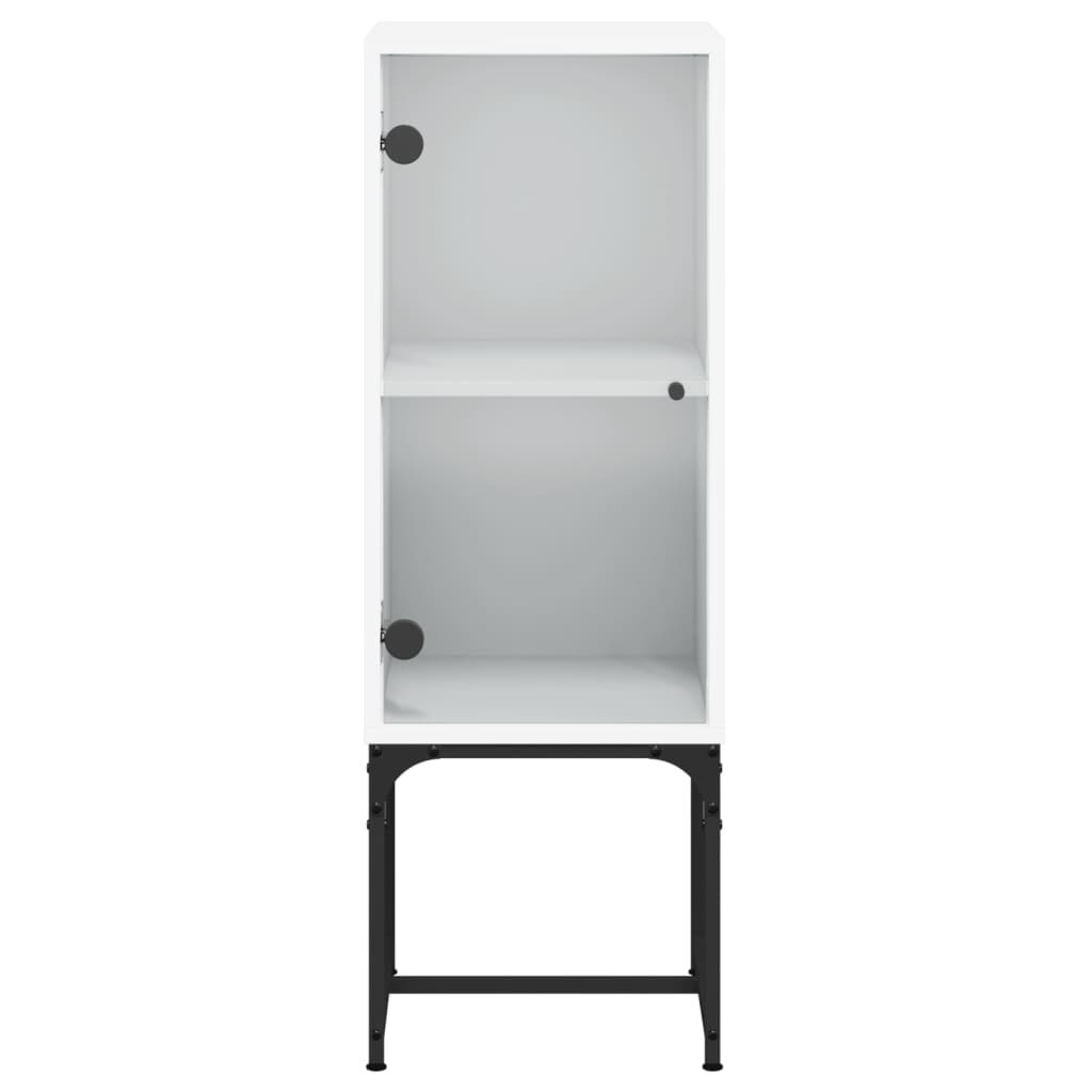 Side Cabinet with Glass Doors White 35x37x100 cm Price
