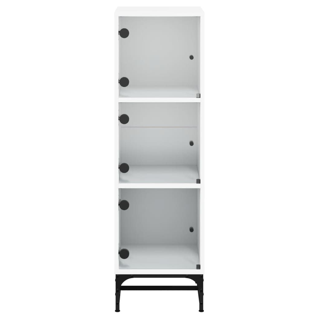 Highboard with Glass Doors White 35x37x120 cm Price