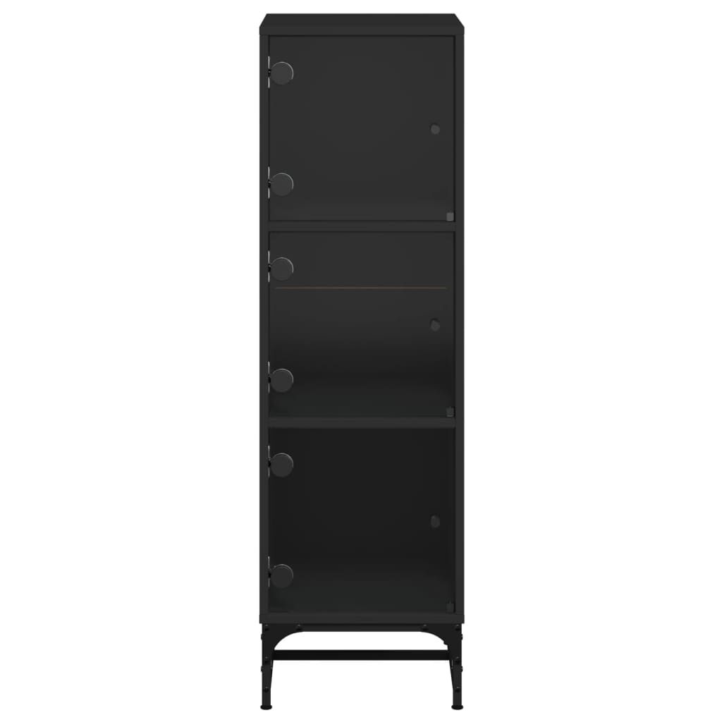 Highboard with Glass Doors Black 35x37x120 cm Price