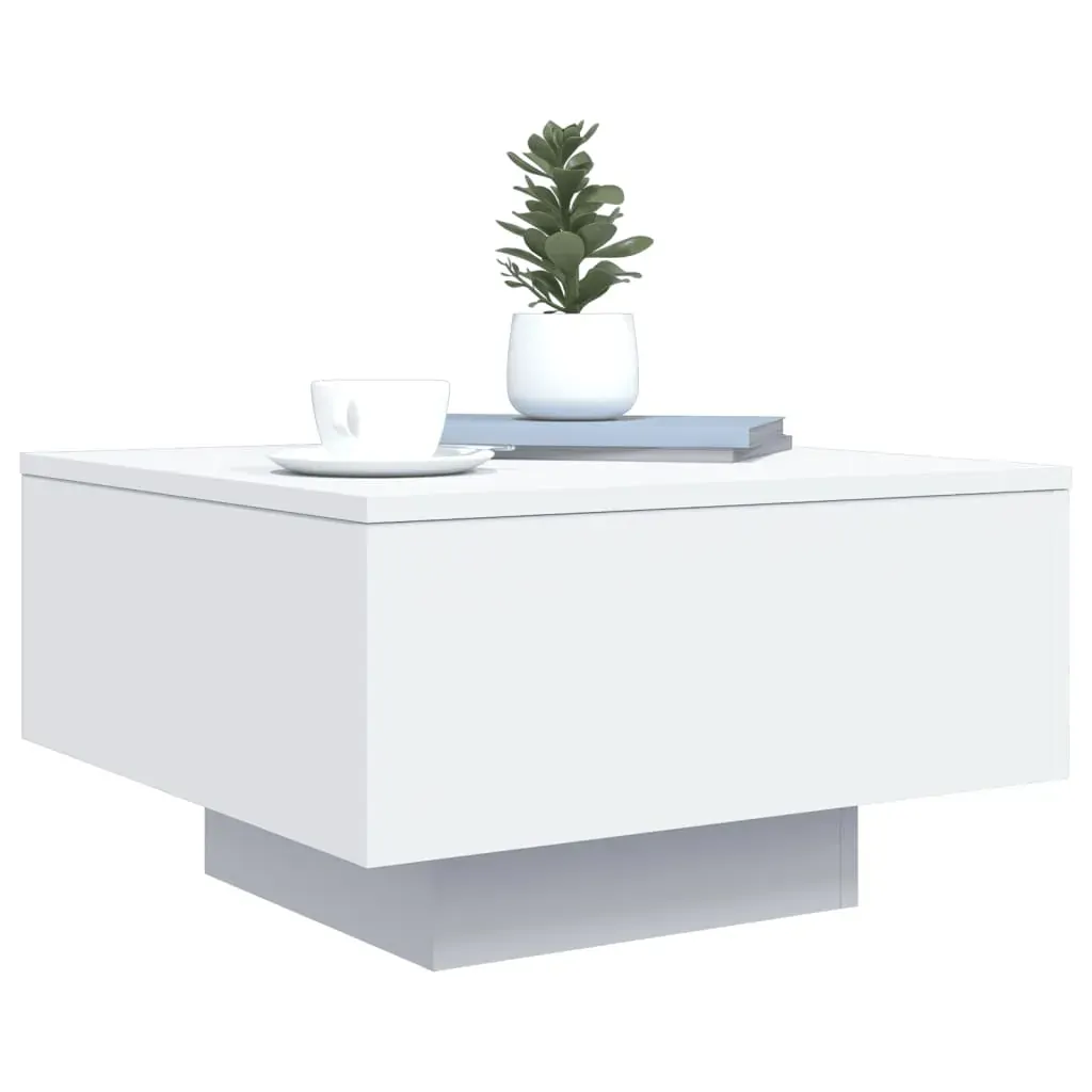 Coffee Table with LED Lights White 55x55x31 cm Price