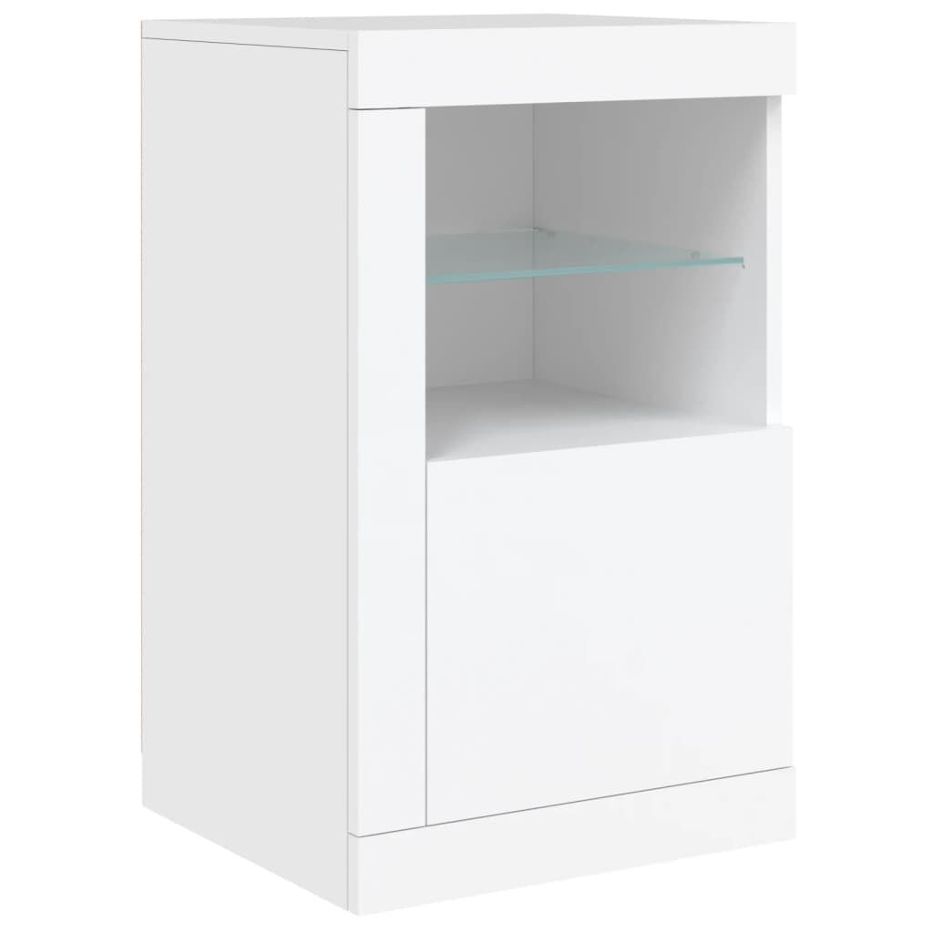 Side Cabinets with LED Lights 2 pcs White Engineered Wood Price