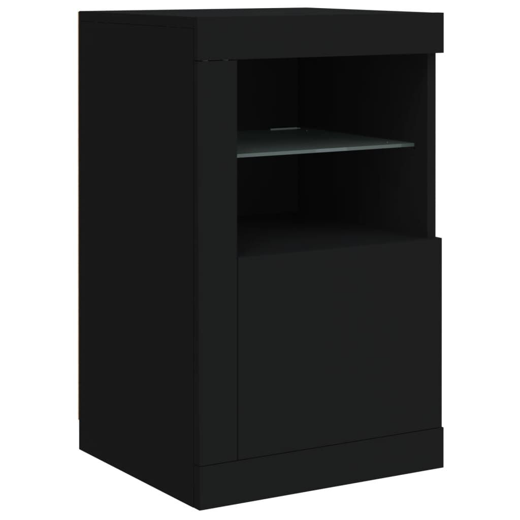 Side Cabinets with LED Lights 2 pcs Black Engineered Wood Price