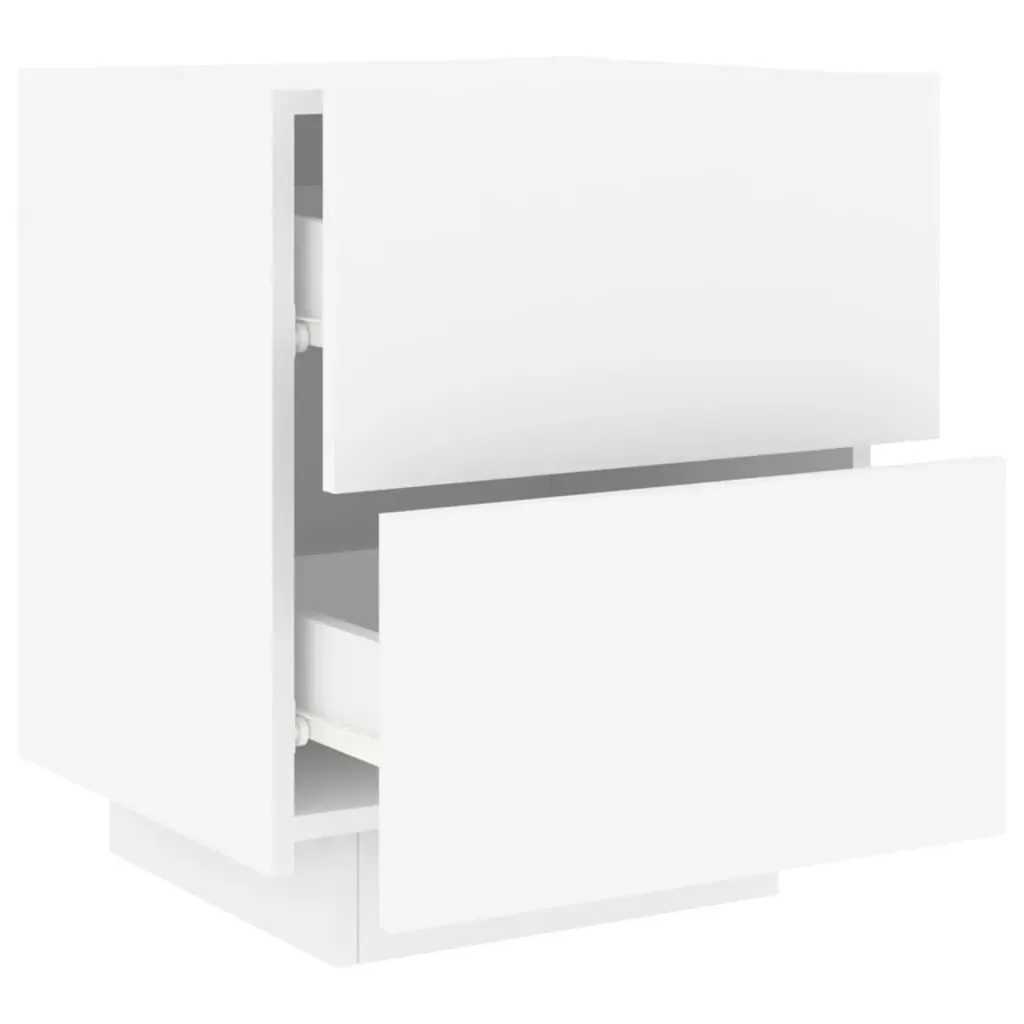 Bedside Cabinet with LED Lights White Engineered Wood Price