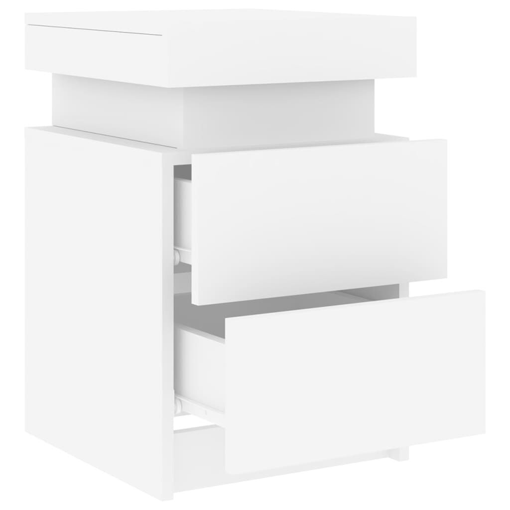 Bedside Cabinet with LED Lights White 35x39x55 cm Price