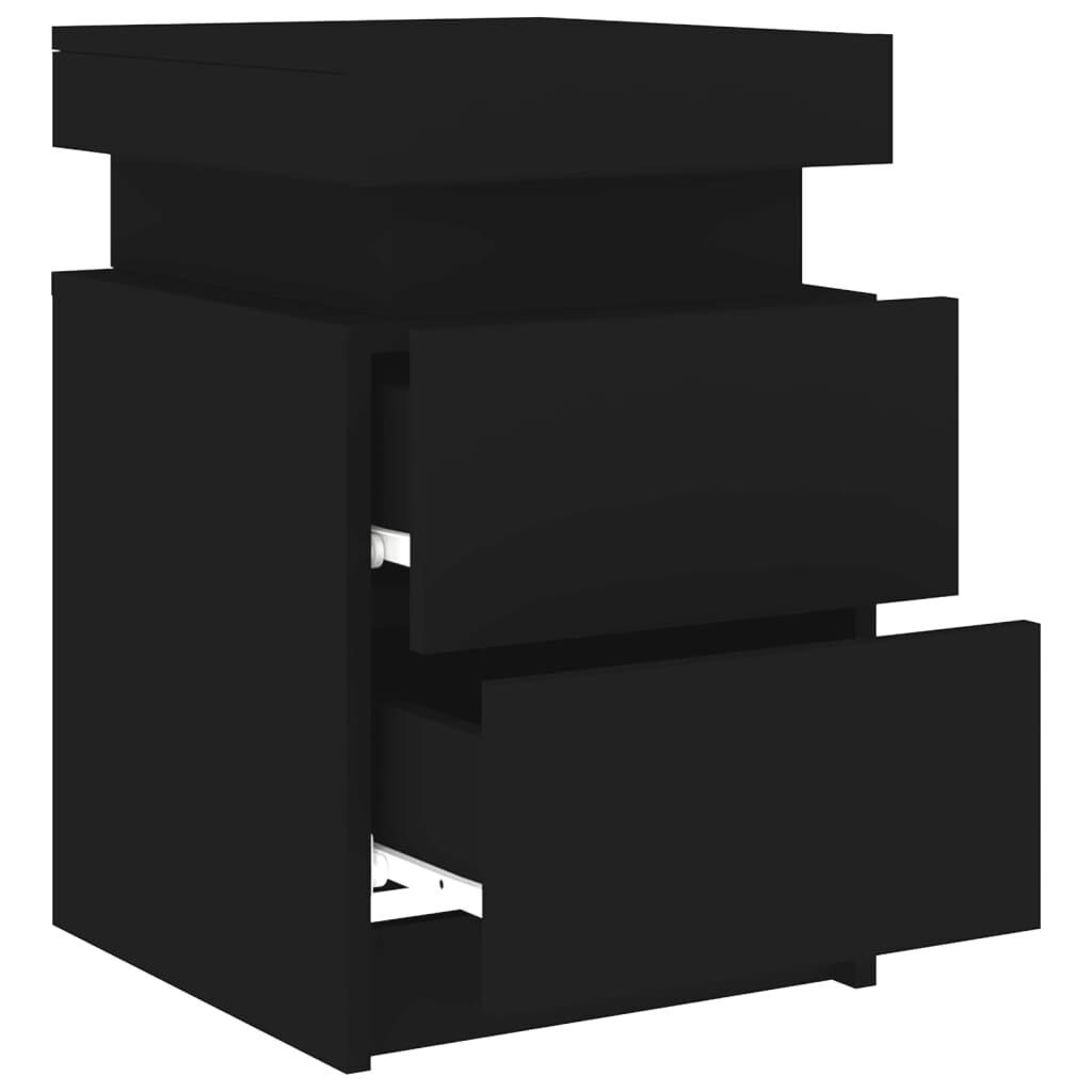 Bedside Cabinet with LED Lights Black 35x39x55 cm Price