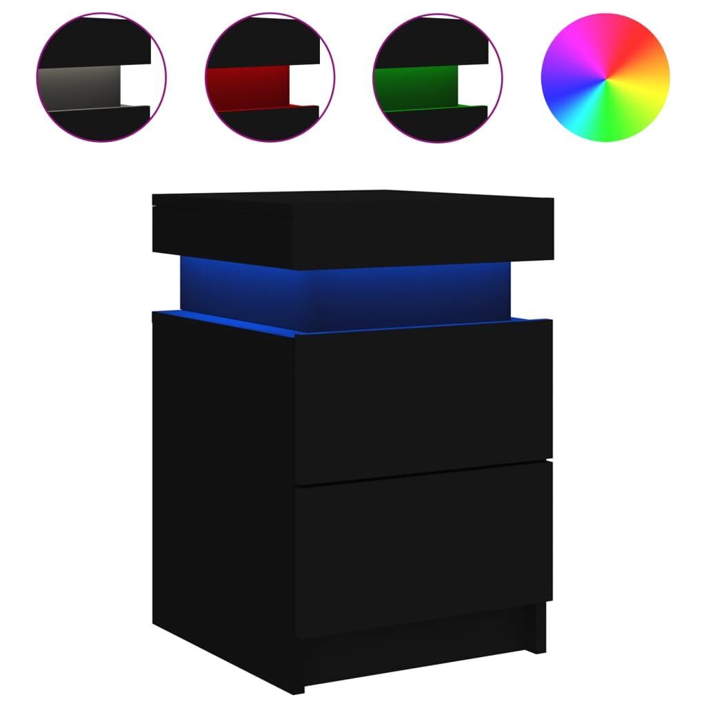 Bedside Cabinets with LED Lights 2 pcs Black 35x39x55 cm Price