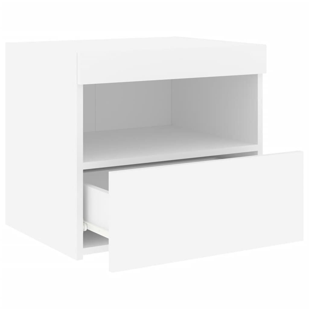 Bedside Cabinet with LED Lights White 50x40x45 cm Price