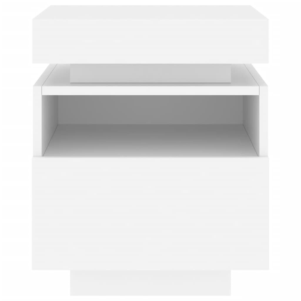 Bedside Cabinet with LED Lights White 40x39x48.5 cm Price