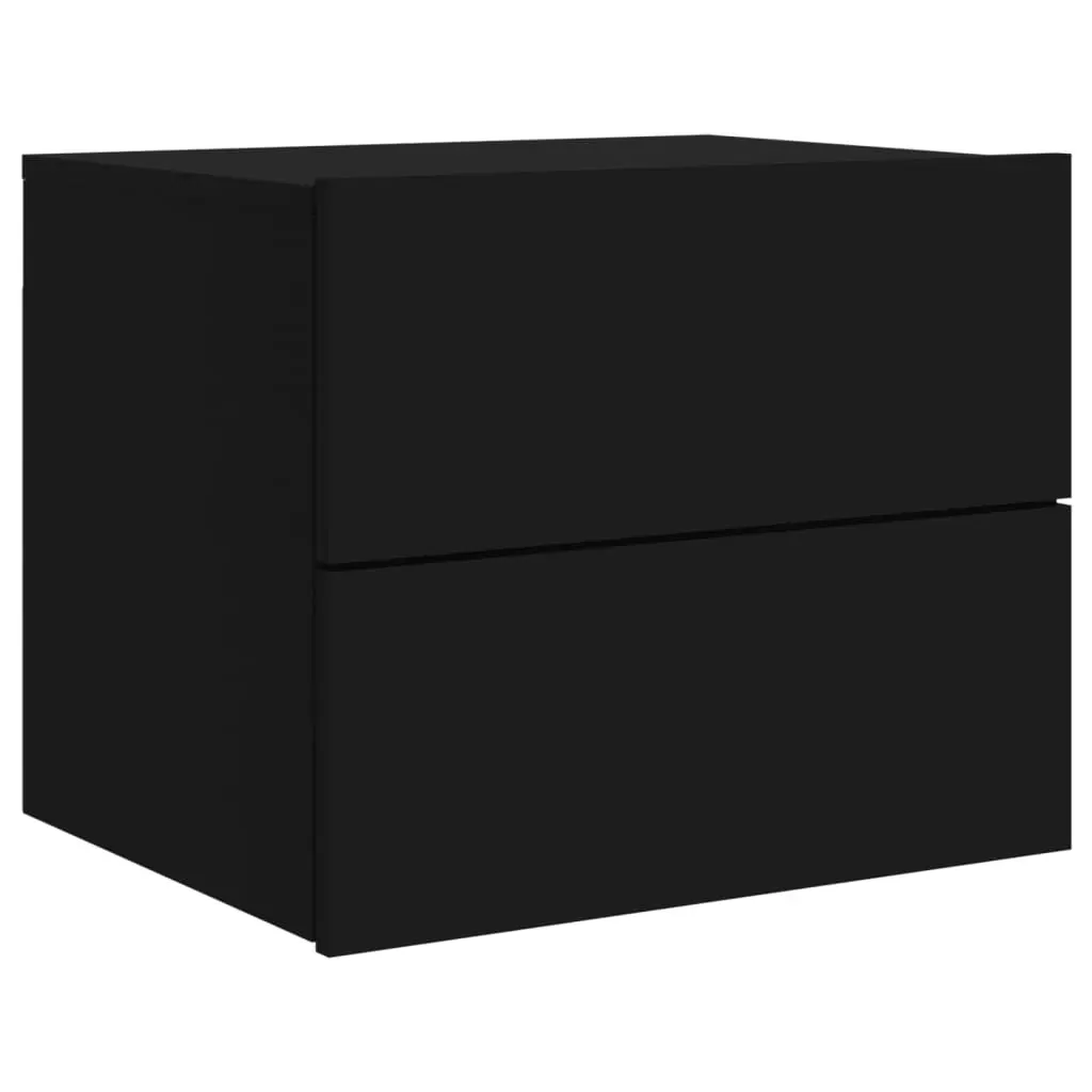 Wall-mounted Bedside Cabinets with LED Lights 2 pcs Black Price