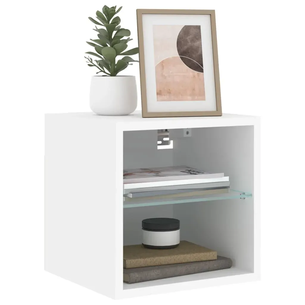 TV Wall Cabinets with LED Lights 2 pcs White 30x28.5x30 cm Price