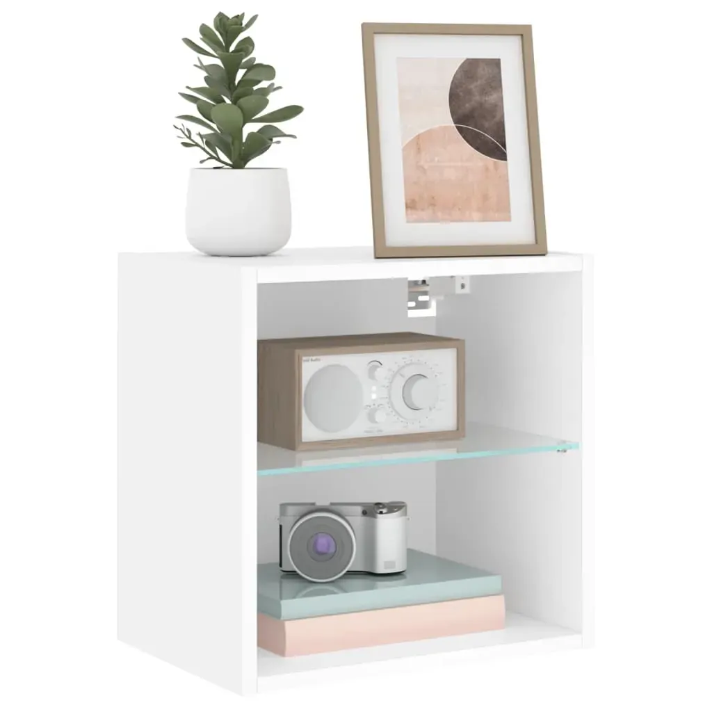 Bedside Cabinets with LED Lights Wall-mounted 2 pcs White Price