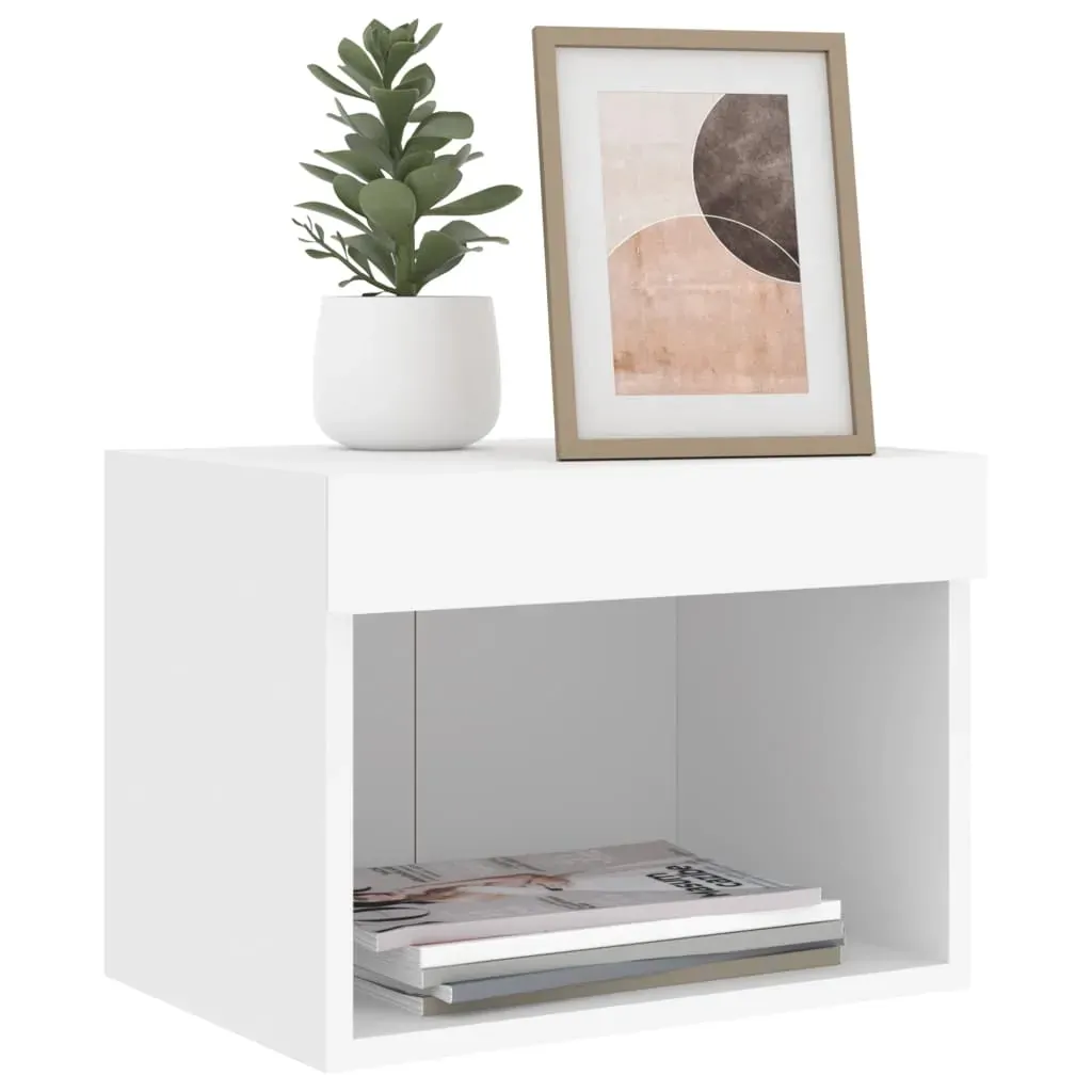 Bedside Cabinets with LED Lights Wall-mounted 2 pcs White Price