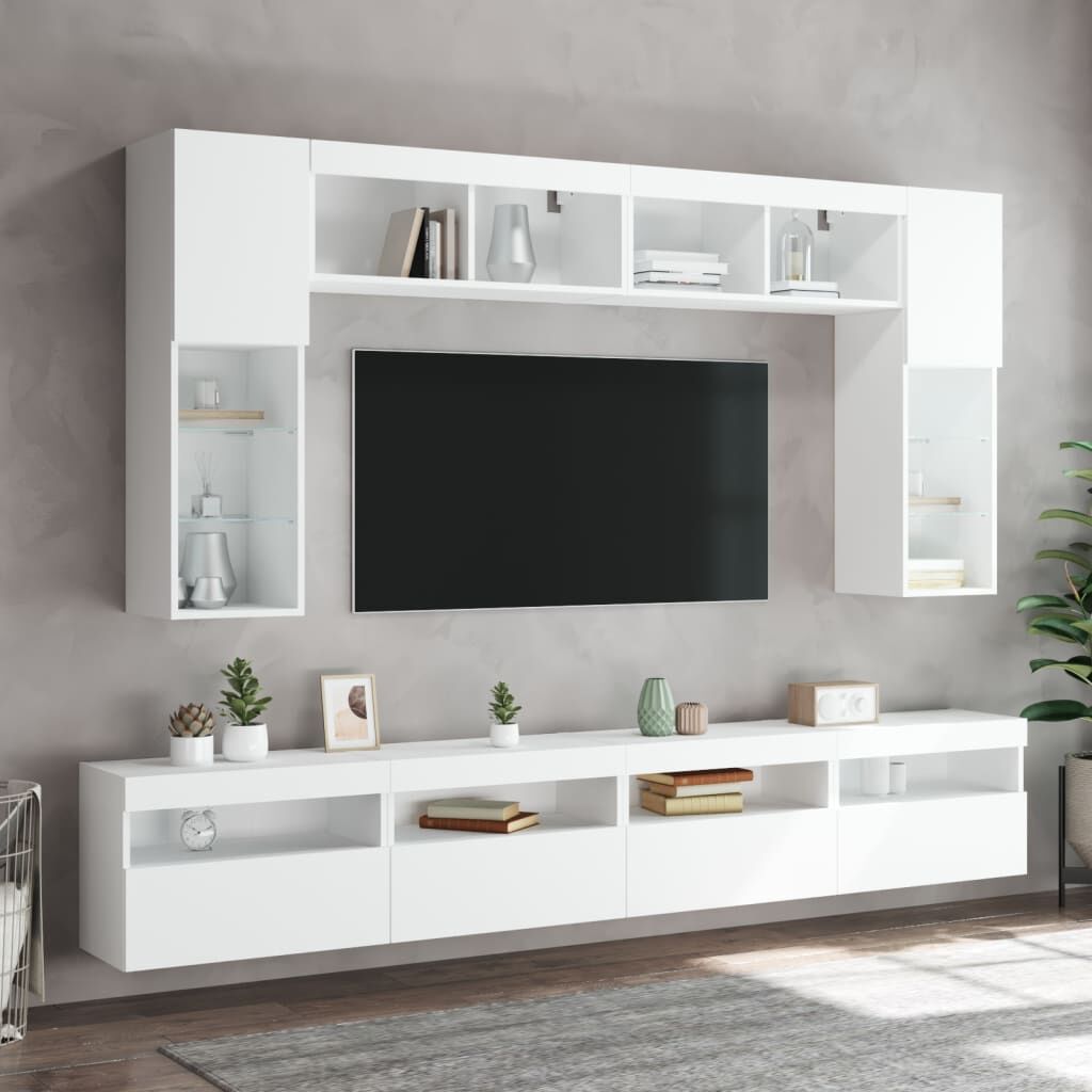 TV Wall Cabinets with LED Lights 2 pcs White 60x30x40 cm Price