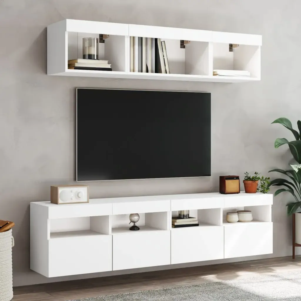 TV Wall Cabinets with LED Lights 2 pcs White 80x30x40 cm Price