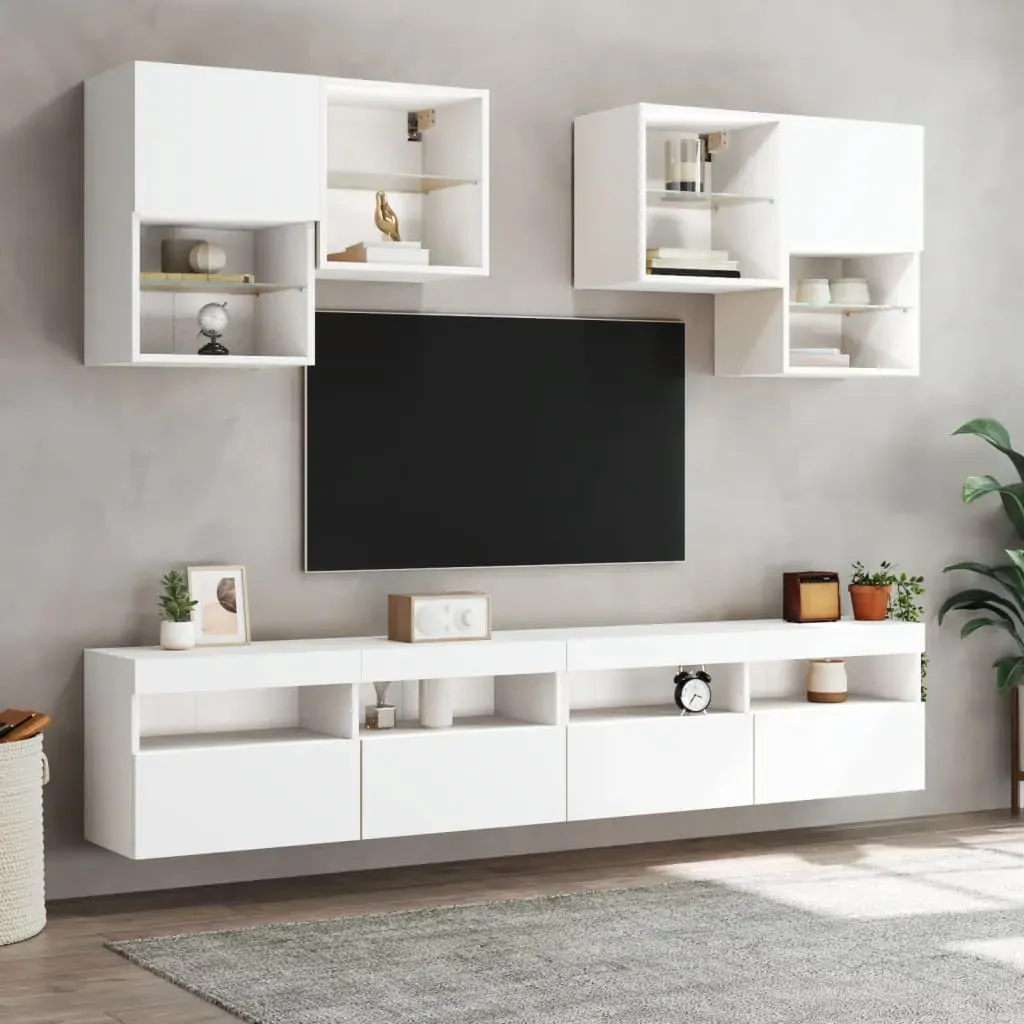 TV Wall Cabinet with LED Lights White 100x30x40 cm Price