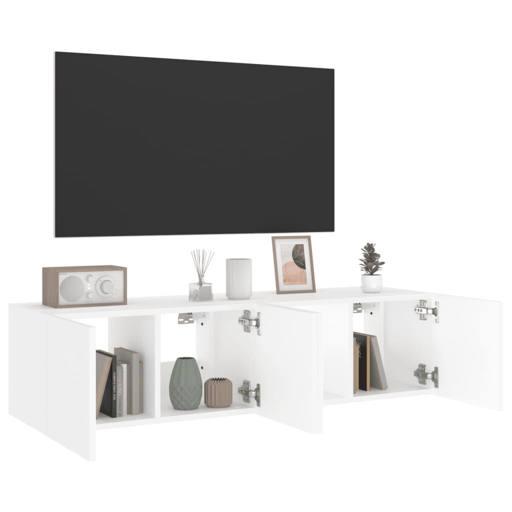 TV Wall Cabinets with LED Lights 2 pcs White 60x35x31 cm Price
