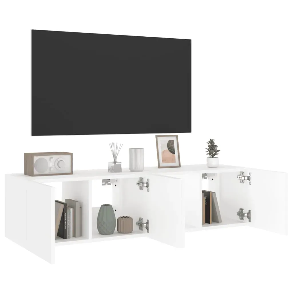 TV Wall Cabinets with LED Lights 2 pcs White 60x35x31 cm Price