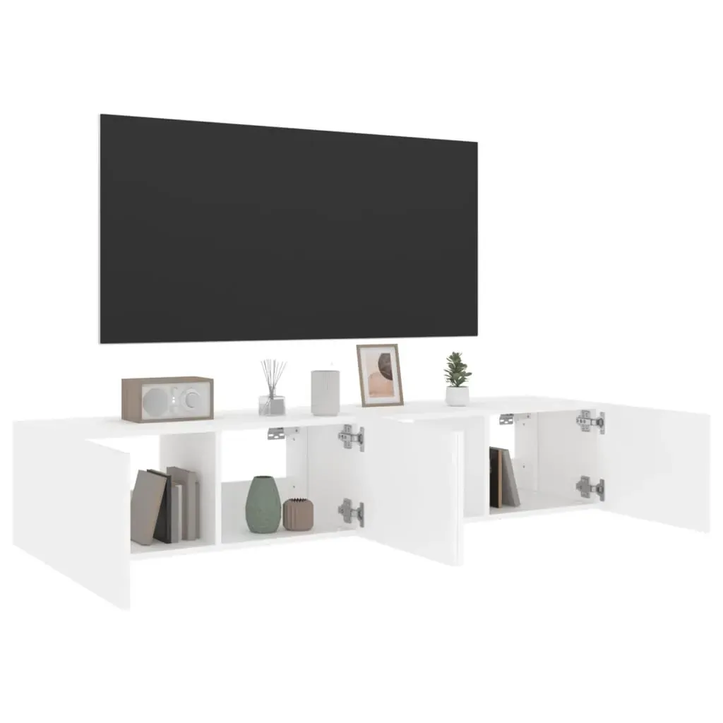 TV Wall Cabinets with LED Lights 2 pcs White 80x35x31 cm Price
