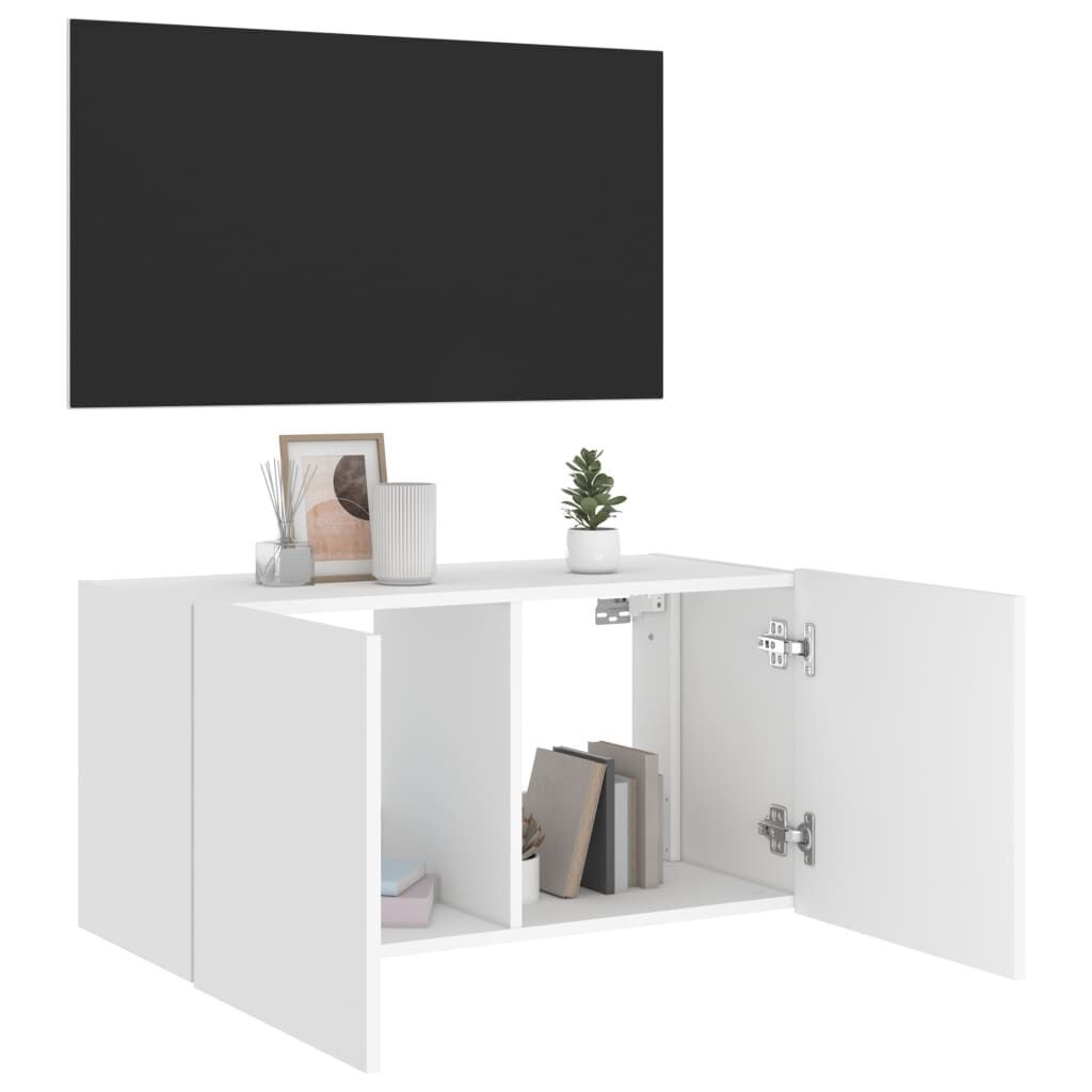 TV Wall Cabinet with LED Lights White 80x35x41 cm Price