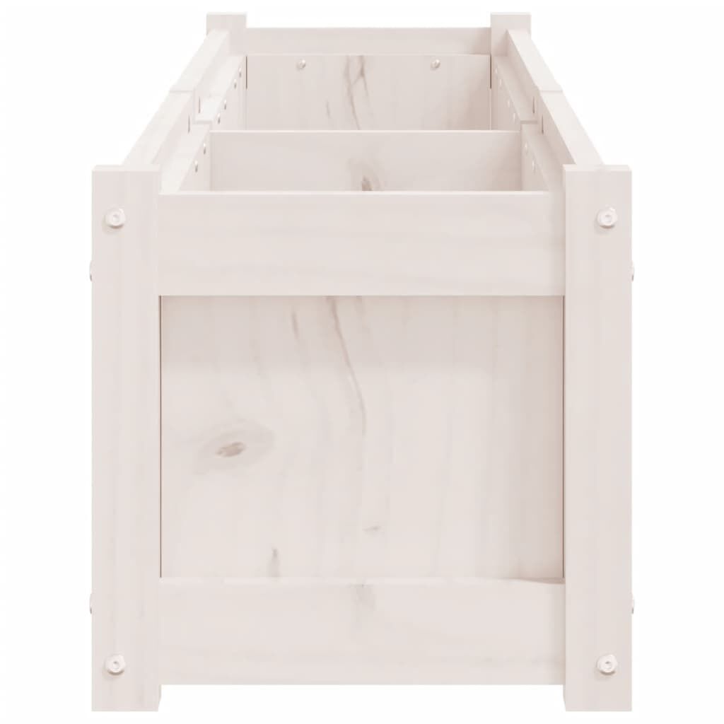 Garden Planter White 150x31x31 cm Solid Wood Pine Price