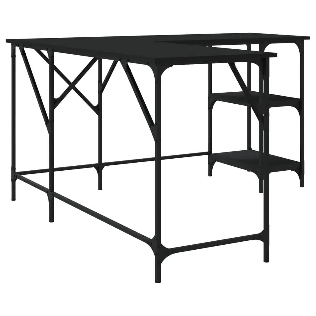 Desk Black 139x139x75 cm Engineered Wood Price