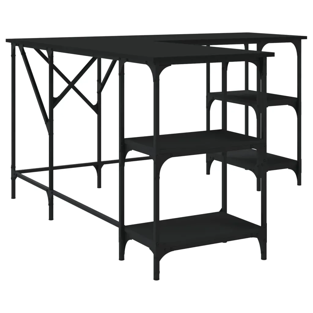 Desk Black 139x139x75 cm Engineered Wood Price