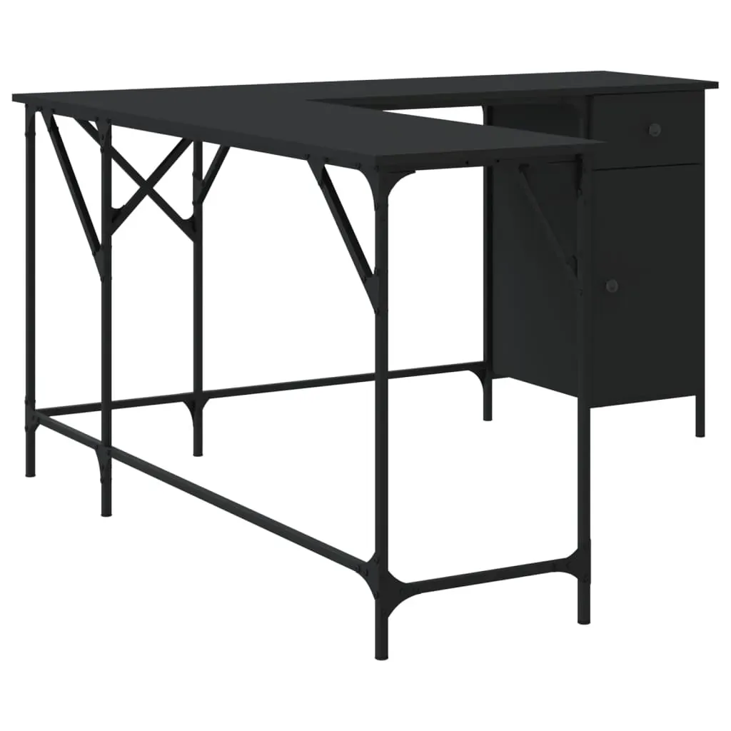 Desk Black 141x141x75 cm Engineered Wood Price