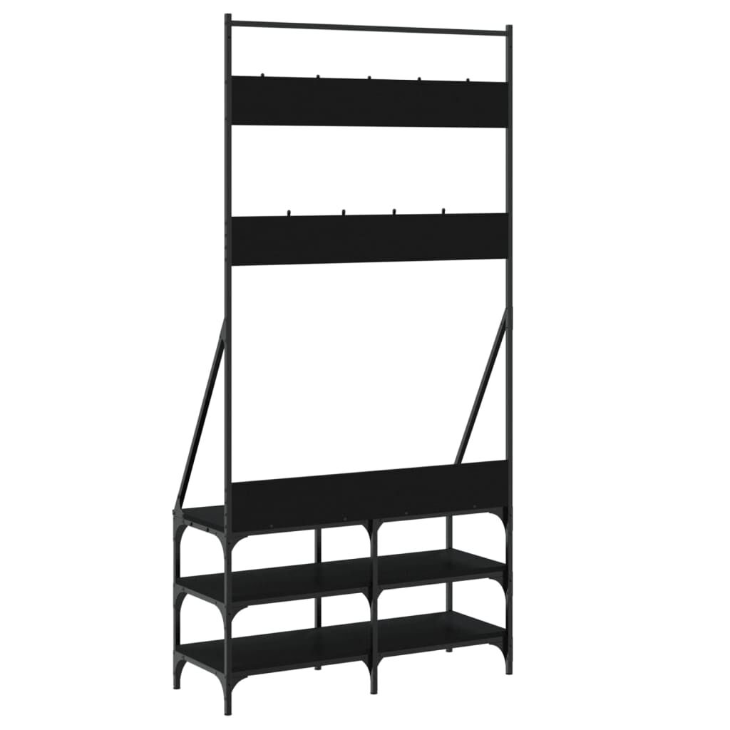 Clothes Rack with Shoe Storage Black 90x34x184 cm Price