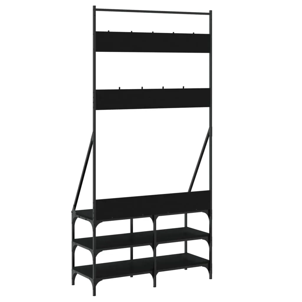 Clothes Rack with Shoe Storage Black 90x34x184 cm Price