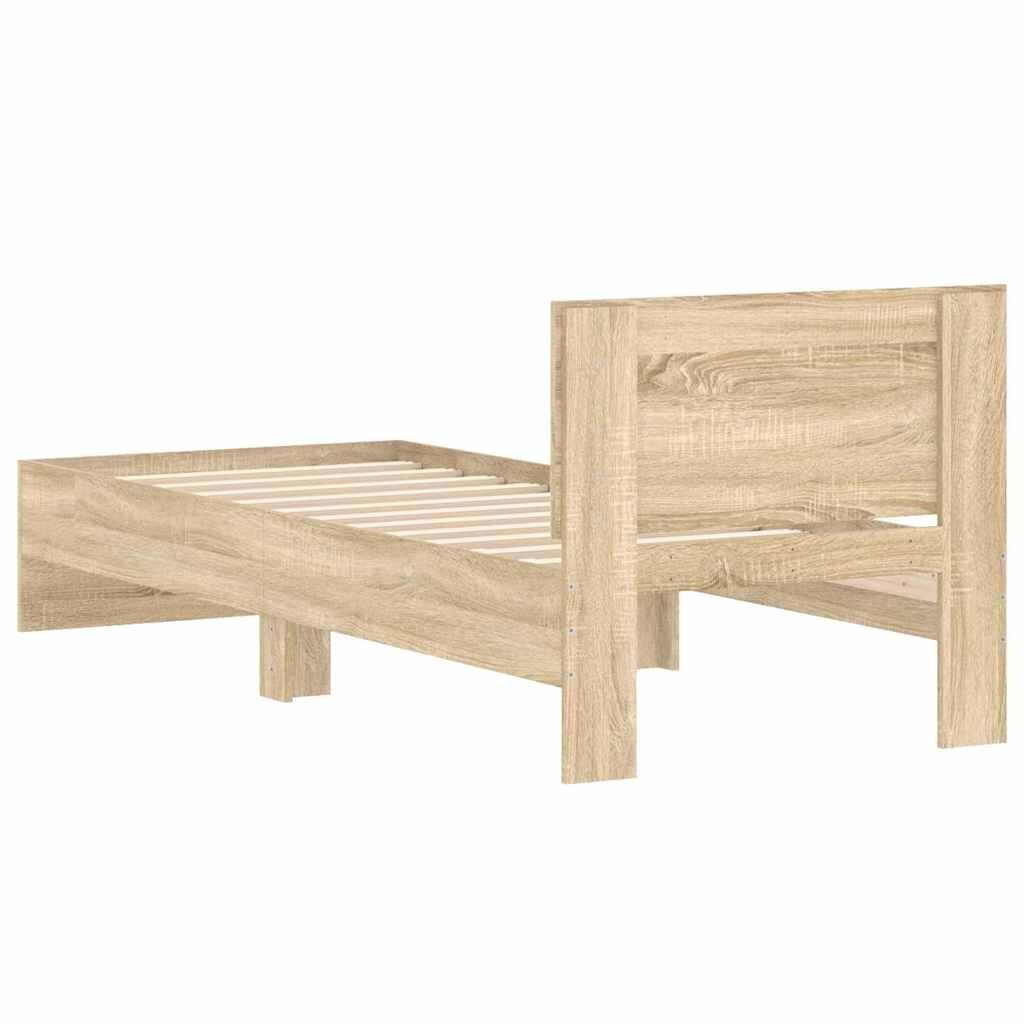 Bed Frame without Mattress with Headboard Sonoma Oak 90x190 cm Price