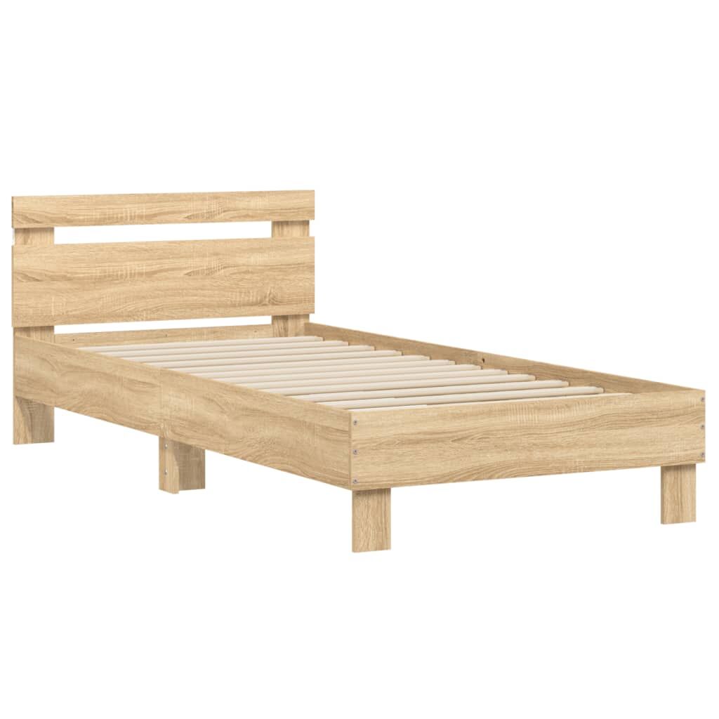 Bed Frame without Mattress with LED Lights Sonoma Oak 90x190 cm Price
