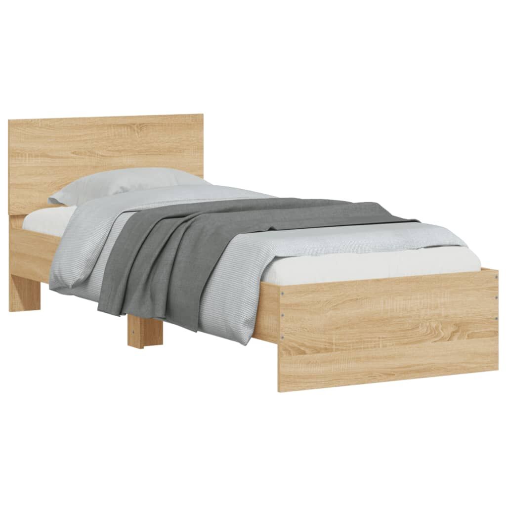 Bed Frame without Mattress with LED Lights Sonoma Oak 90x190 cm Price