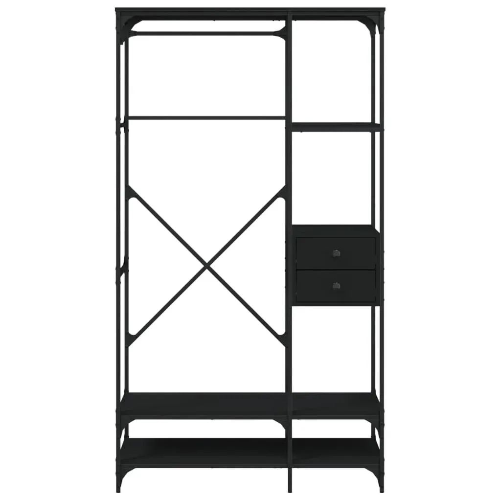 Wardrobe with Drawers Black 100x40x180 cm Engineered Wood Price