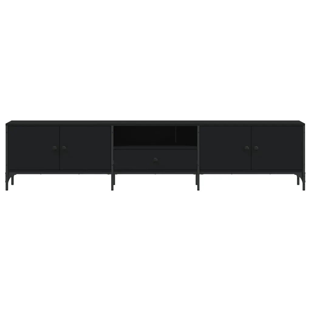 TV Cabinet with Drawer Black 200x25x44 cm Engineered Wood Price
