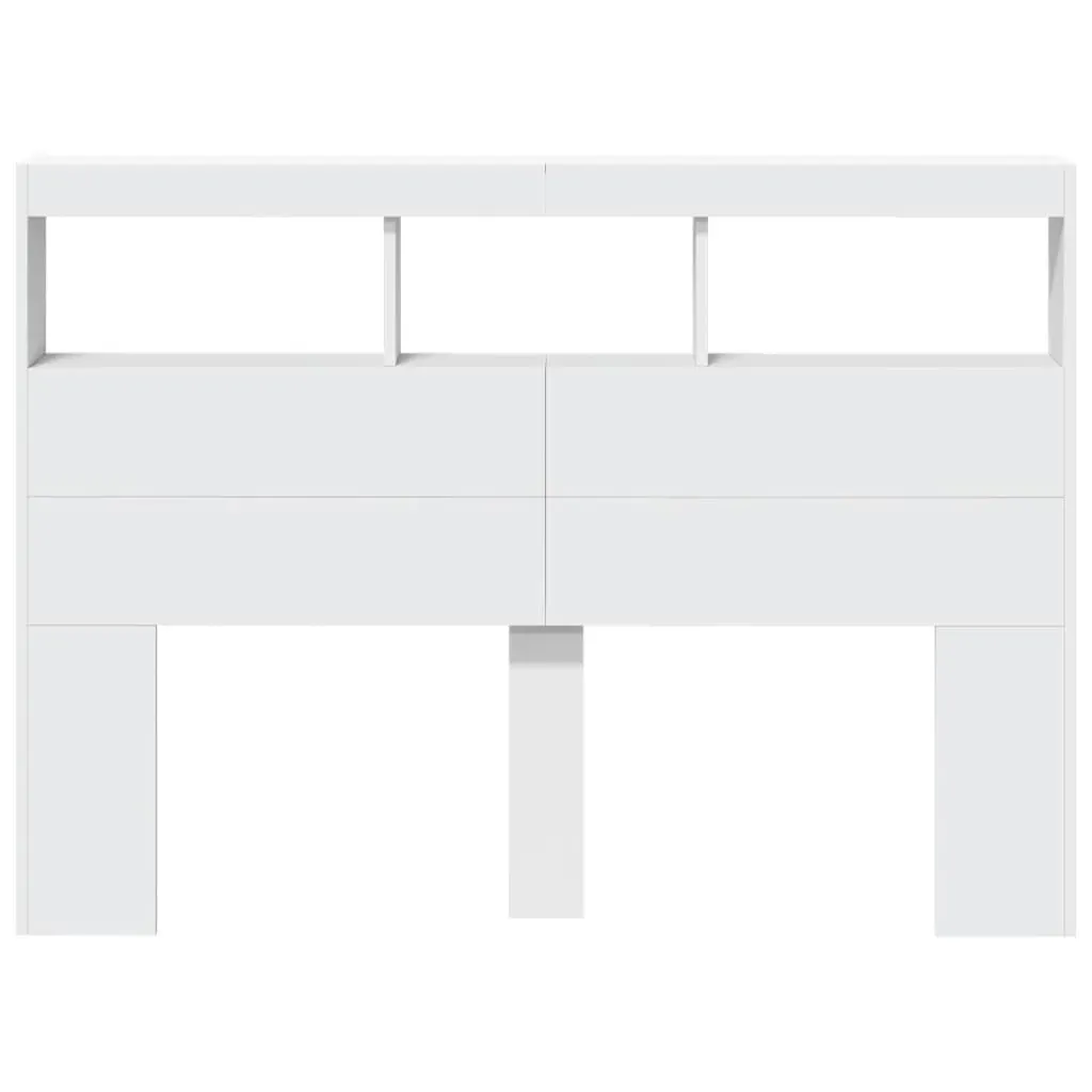 Headboard Cabinet with LED White 140 cm Price