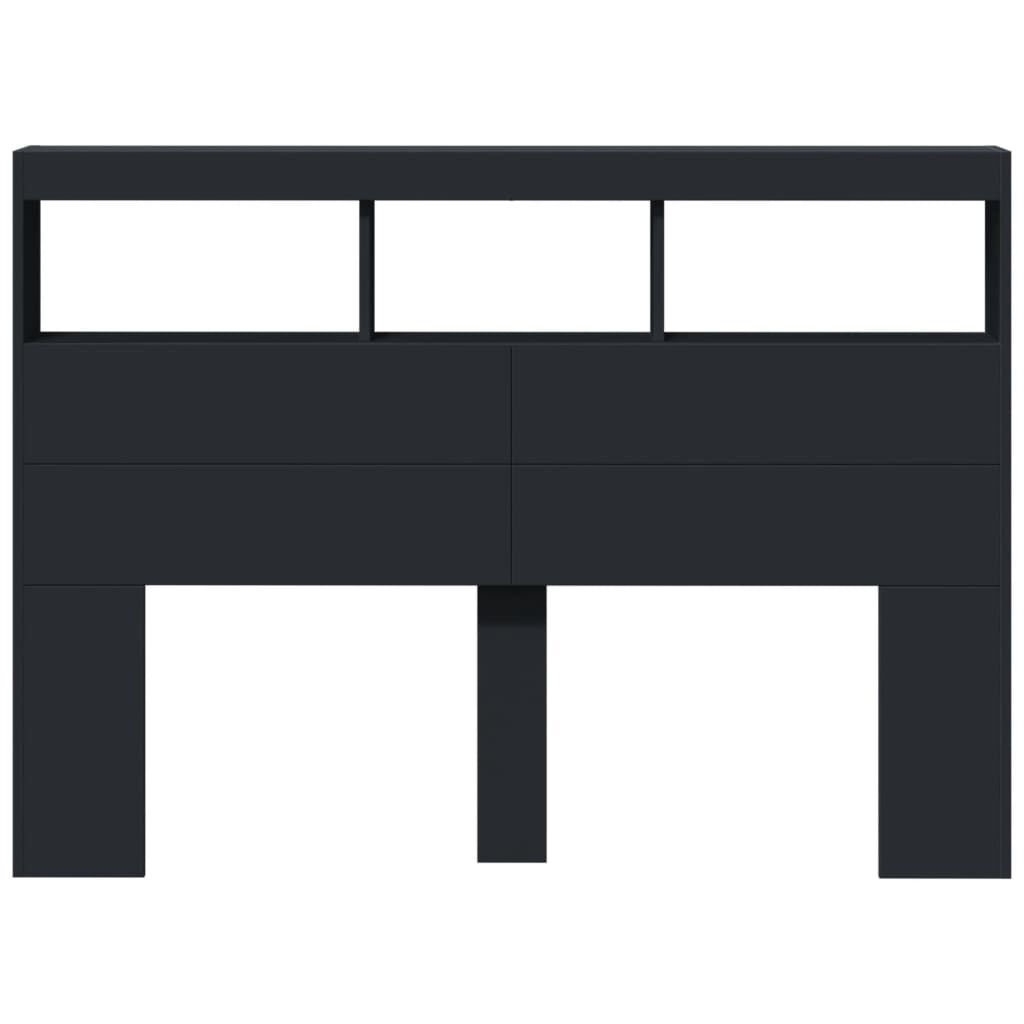 Headboard Cabinet with LED Black 140 cm Price