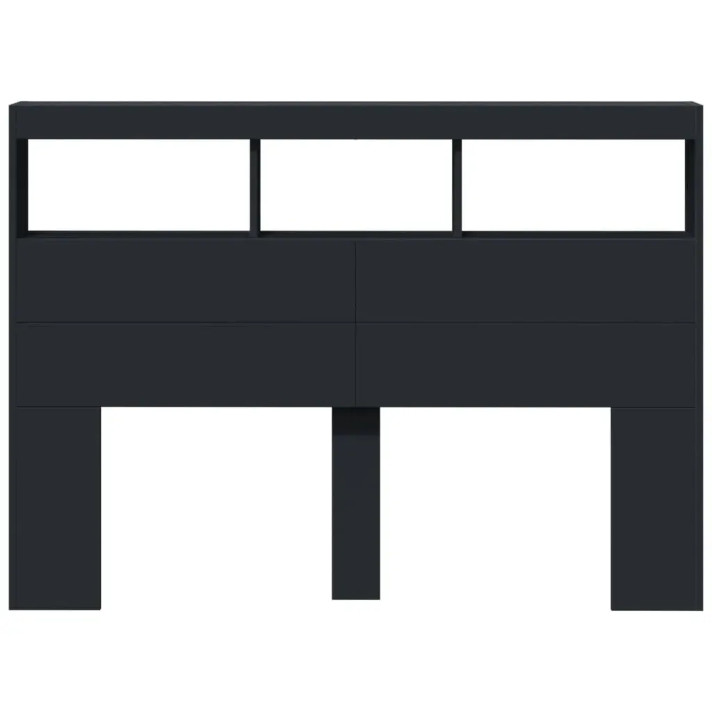 Headboard Cabinet with LED Black 140 cm Price