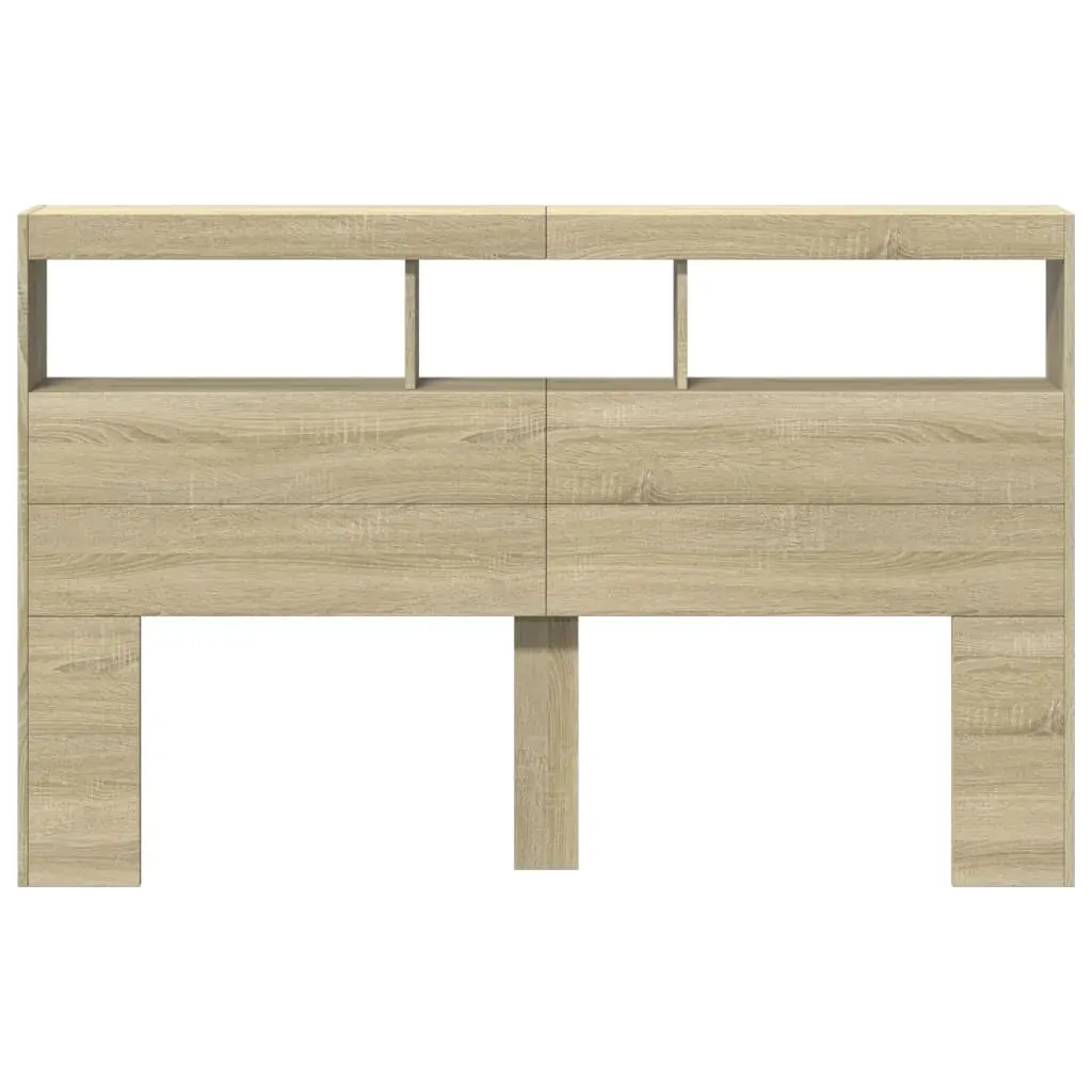 Headboard Cabinet with LED Sonoma Oak 160x17x102 cm Price