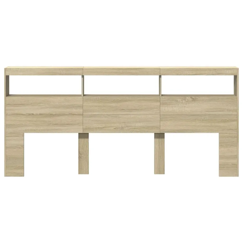 Headboard Cabinet with LED Sonoma Oak 220x17x102 cm Price