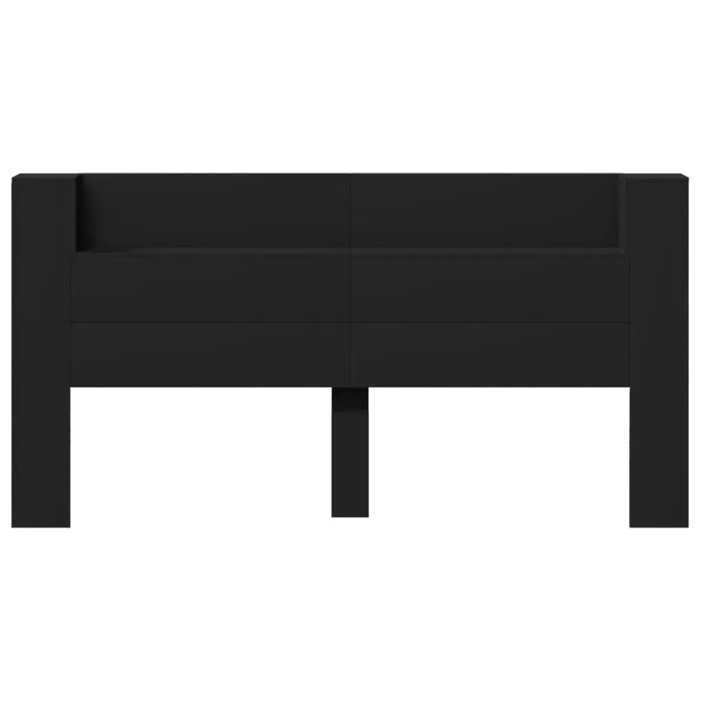 Headboard Cabinet with LED Black 200 cm Price
