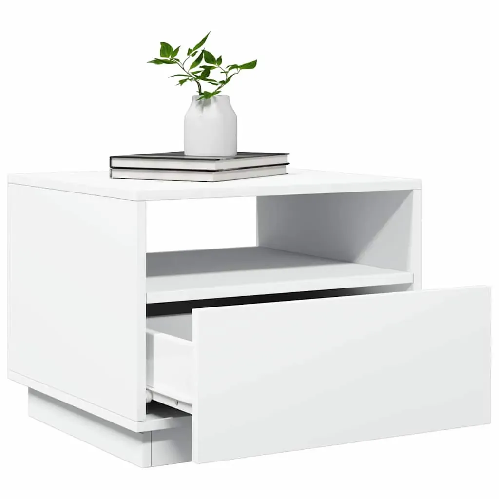 Coffee Table with LED Lights White 50x49x40 cm Price