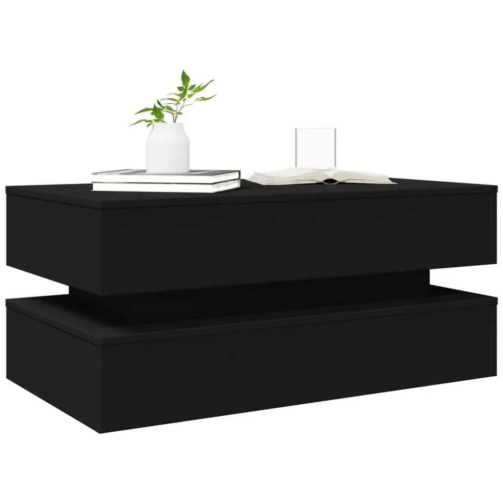 Coffee Table with LED Lights Black 90x50x40 cm Price